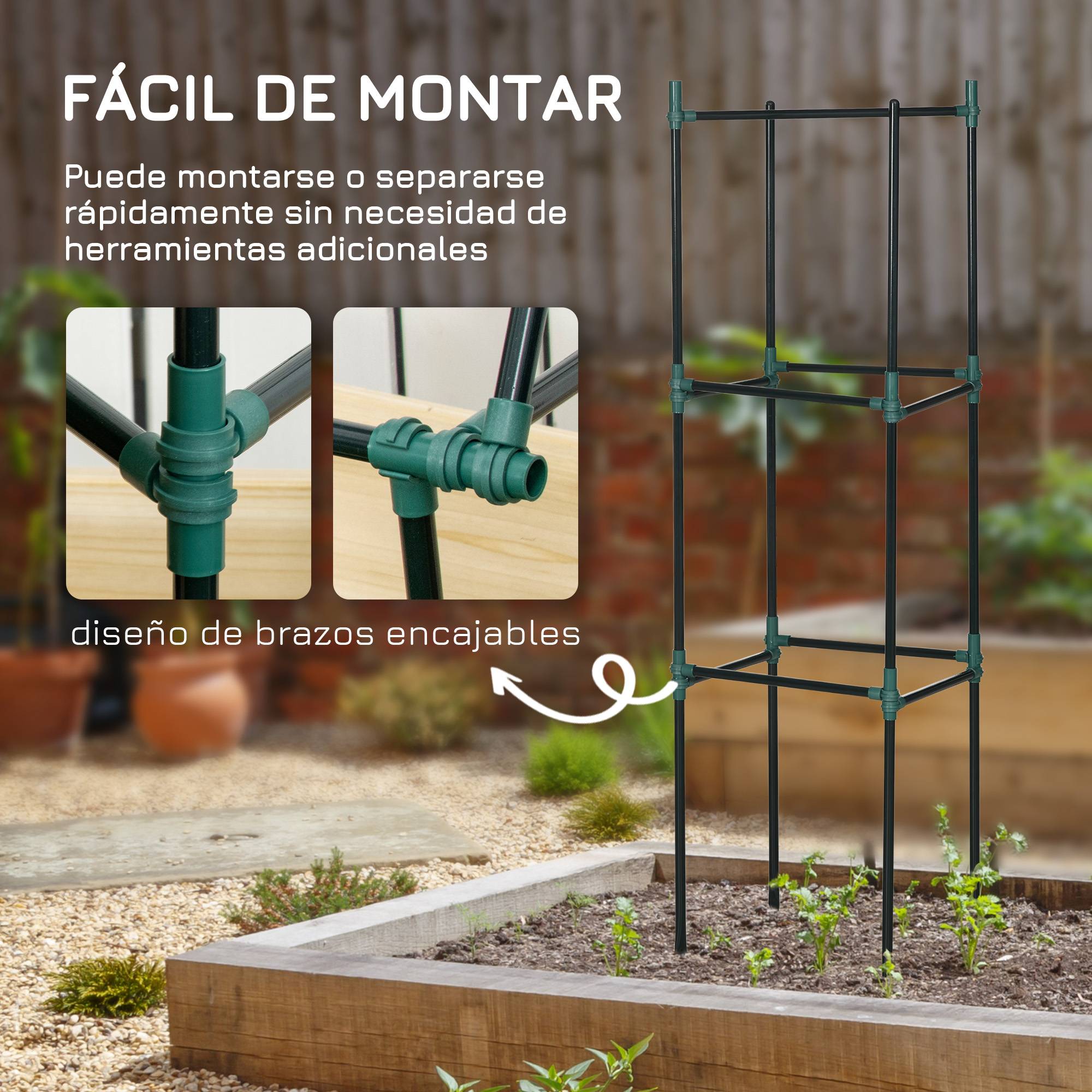 ComfortXL - Lot de 3 treillis pour plantes grimpantes acier vert 38 x 38 x 182 cm culture verticale - ComfortXL Outdoor Living - Image 7