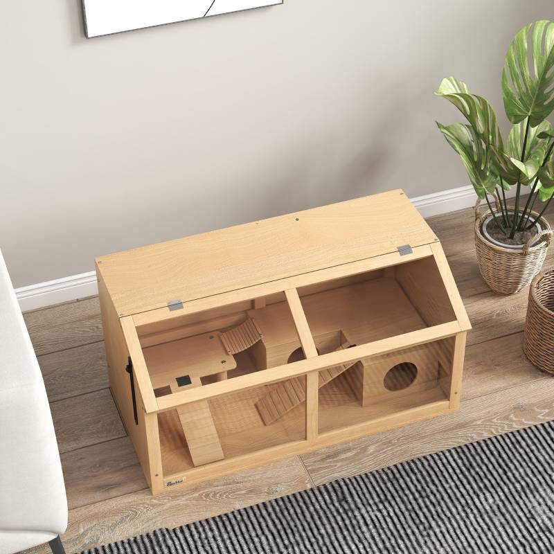 Cage pour Hamsters Syriens et Nains, Bois Naturel, 85 x 45 x 44 cm - '[products-en_GB-20260407102805.xlsx]Data'!$E$3PANGIVO - Image 7