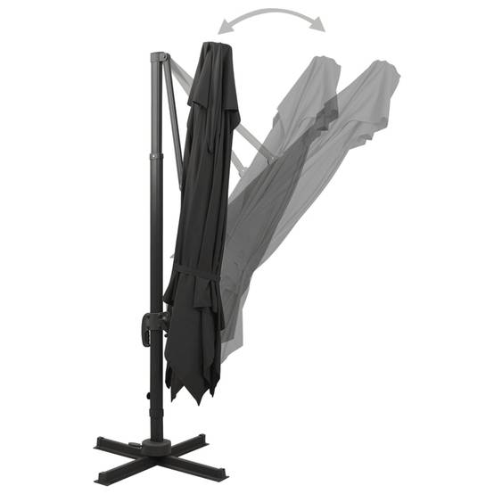 Parasol déporté aluminium noir 300 x 300 x 258 cm - PANGIVO - Image 4