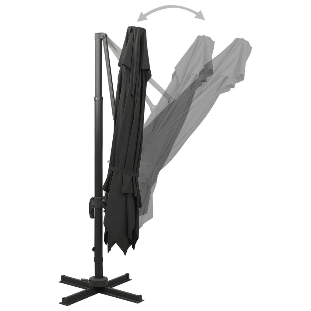 Parasol déporté aluminium noir 300 x 300 x 258 cm - PANGIVO - Image 4