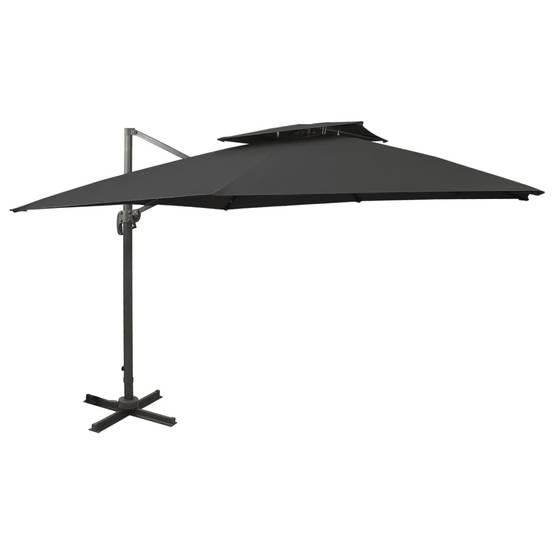 Parasol déporté aluminium noir 300 x 300 x 258 cm - PANGIVO - Image 1