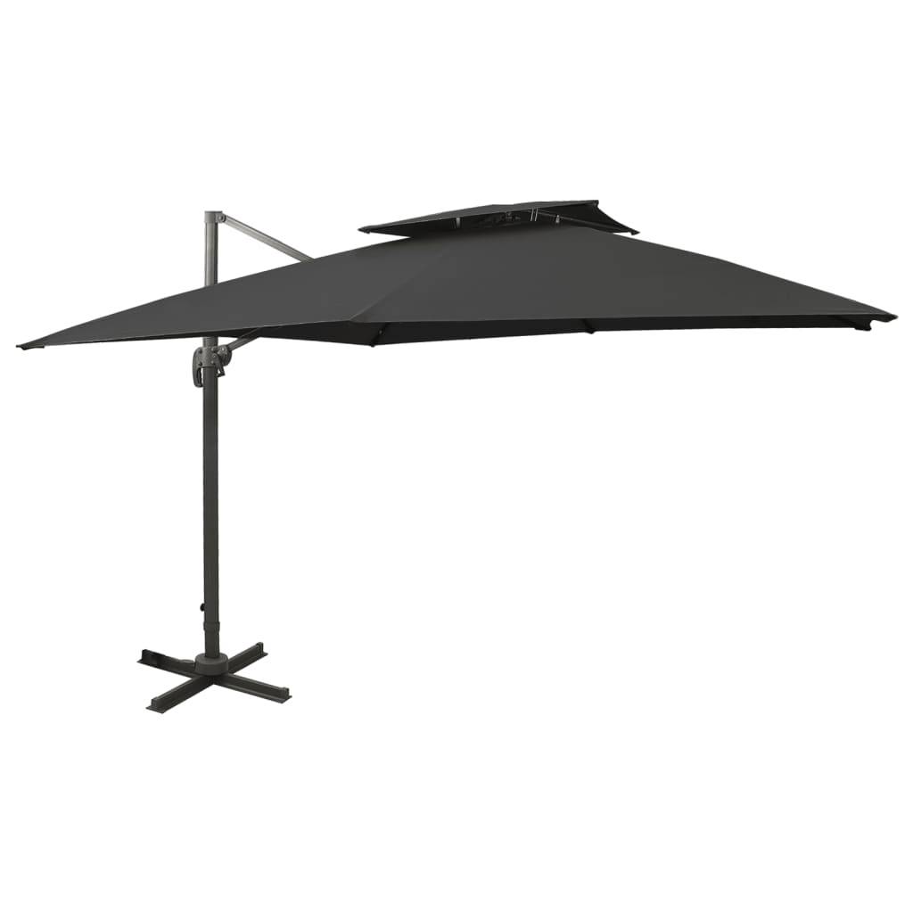 Parasol déporté aluminium noir 300 x 300 x 258 cm - PANGIVO - Image 1