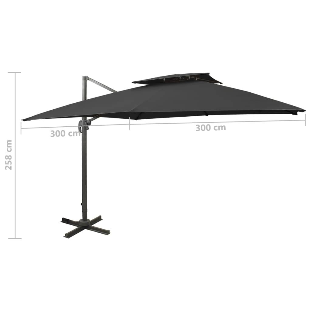 Parasol déporté aluminium noir 300 x 300 x 258 cm - PANGIVO - Image 9
