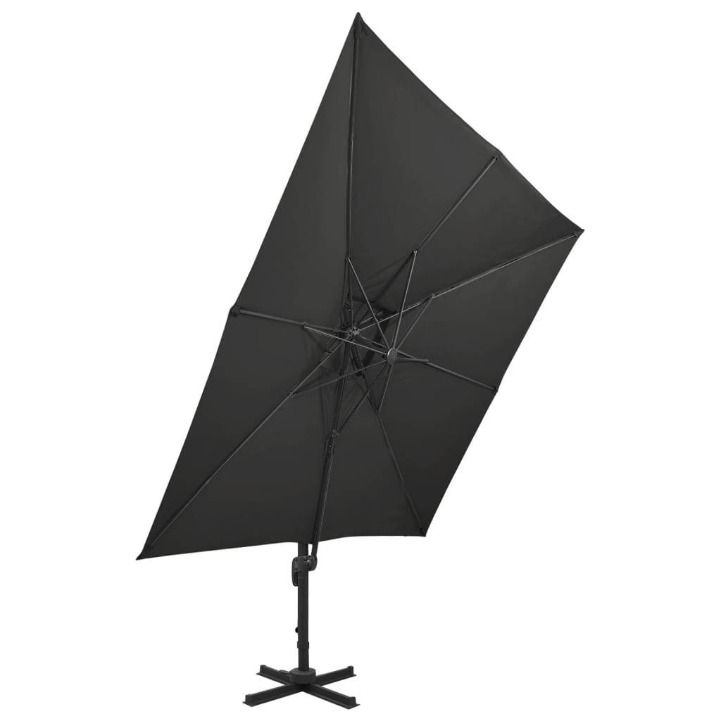 Parasol déporté aluminium noir 300 x 300 x 258 cm - PANGIVO - Image 2