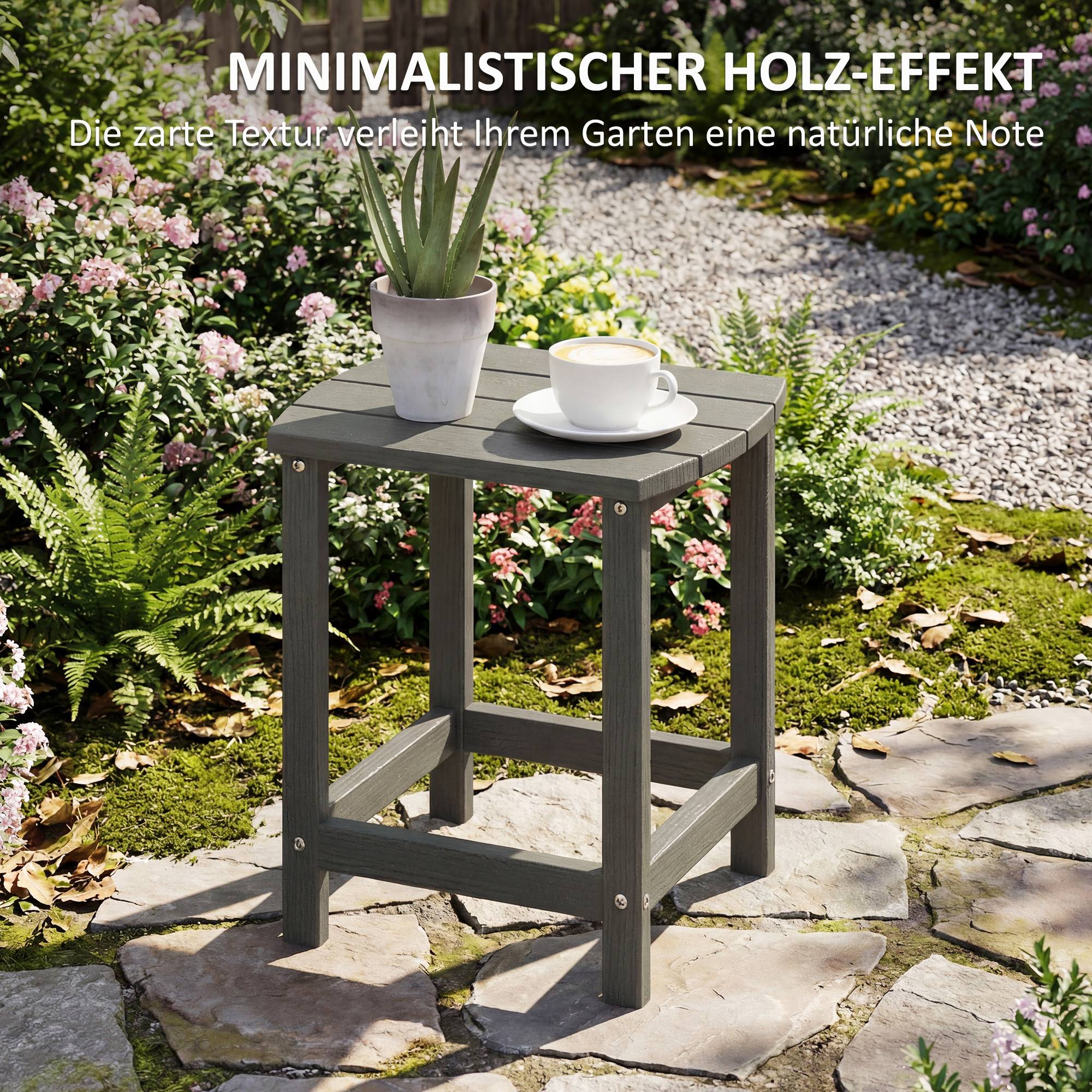 ComfortXL - Table d’appoint extérieur HDPE 48 x 37 x 46 cm gris jardin terrasse balcon résistante aux intempéries - Image 6