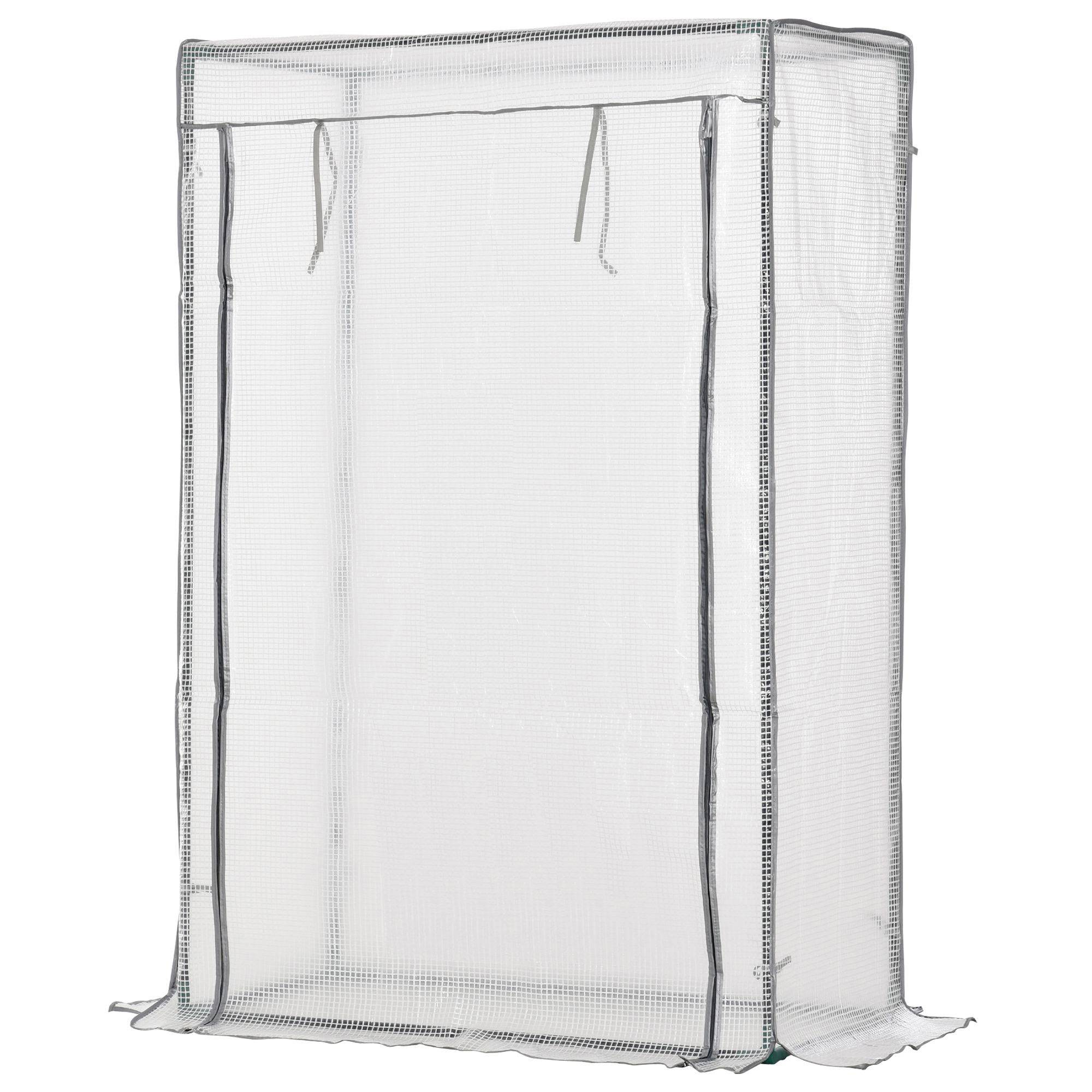 Serre verticale acier pour terrasse protection plantes 100x50x150cm blanc - ComfortXL Outdoor Living - Image 2
