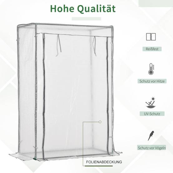 Serre verticale acier pour terrasse protection plantes 100x50x150cm blanc - ComfortXL Outdoor Living - Image 7