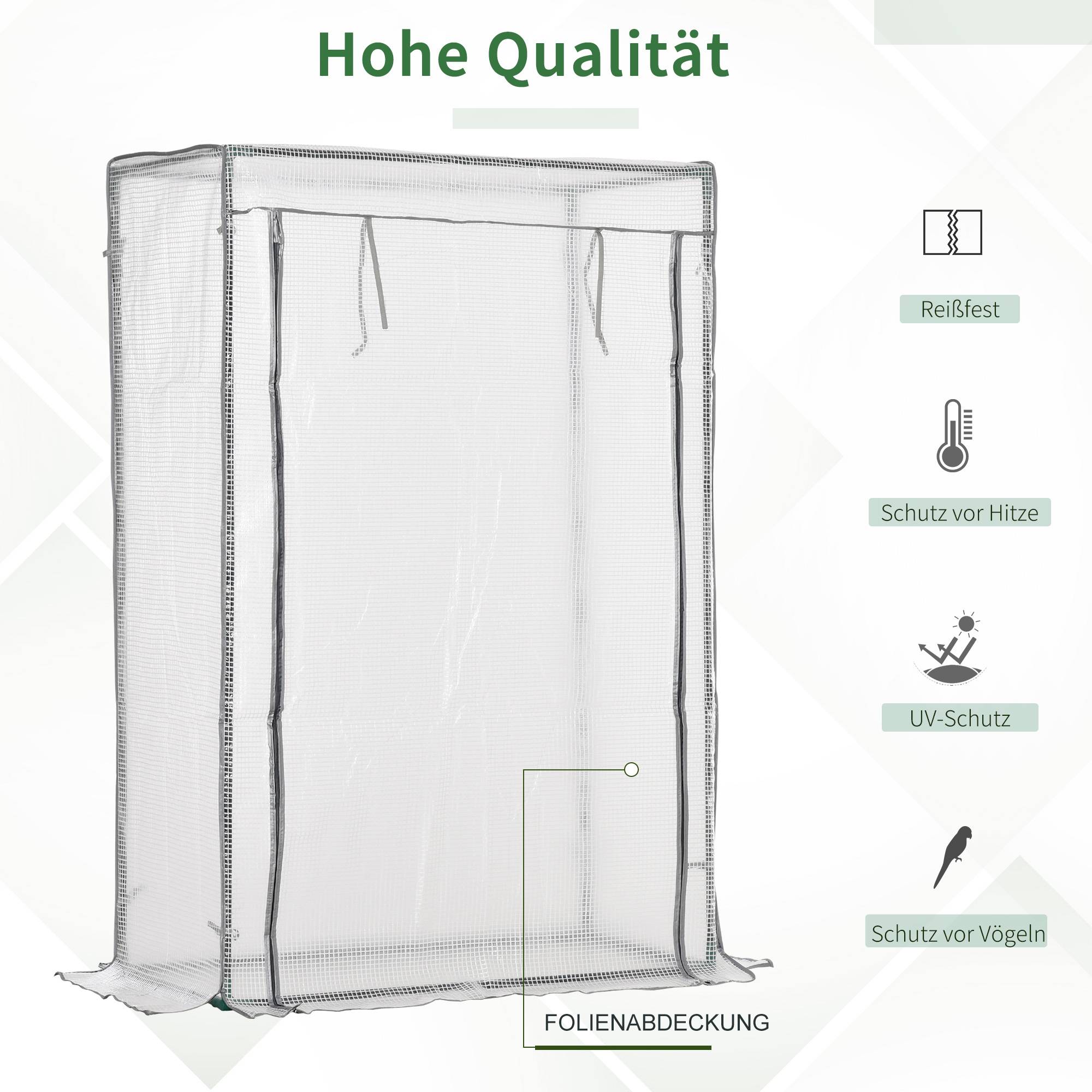 Serre verticale acier pour terrasse protection plantes 100x50x150cm blanc - ComfortXL Outdoor Living - Image 7