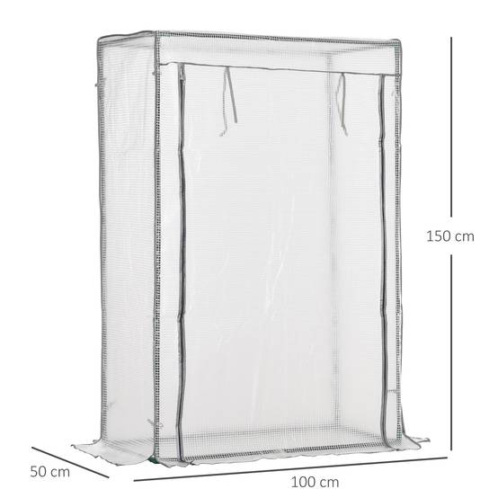 Serre verticale acier pour terrasse protection plantes 100x50x150cm blanc - ComfortXL Outdoor Living - Image 5