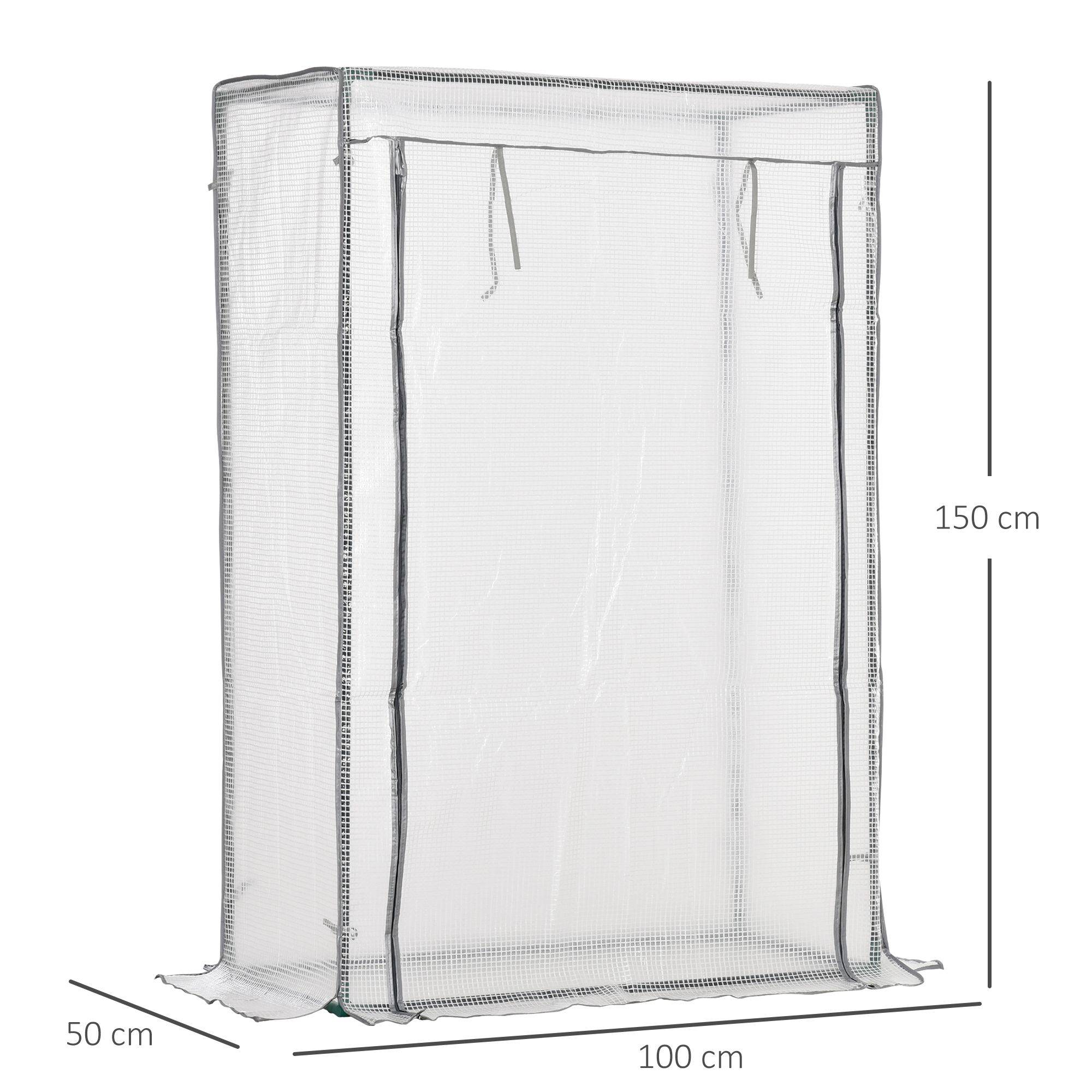 Serre verticale acier pour terrasse protection plantes 100x50x150cm blanc - ComfortXL Outdoor Living - Image 5