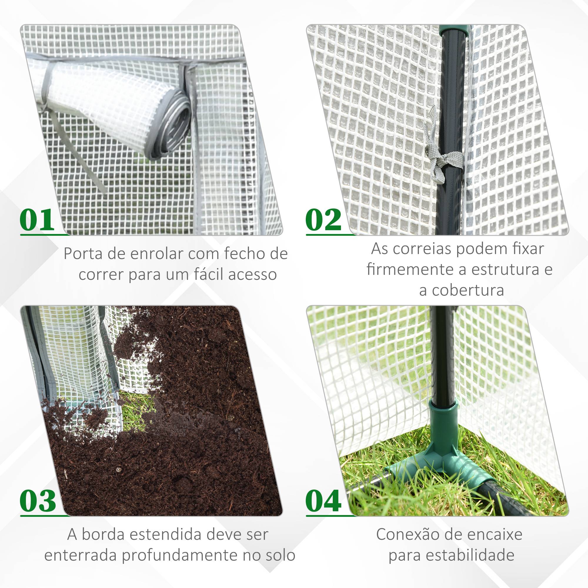 Serre verticale acier pour terrasse protection plantes 100x50x150cm blanc - ComfortXL Outdoor Living - Image 6