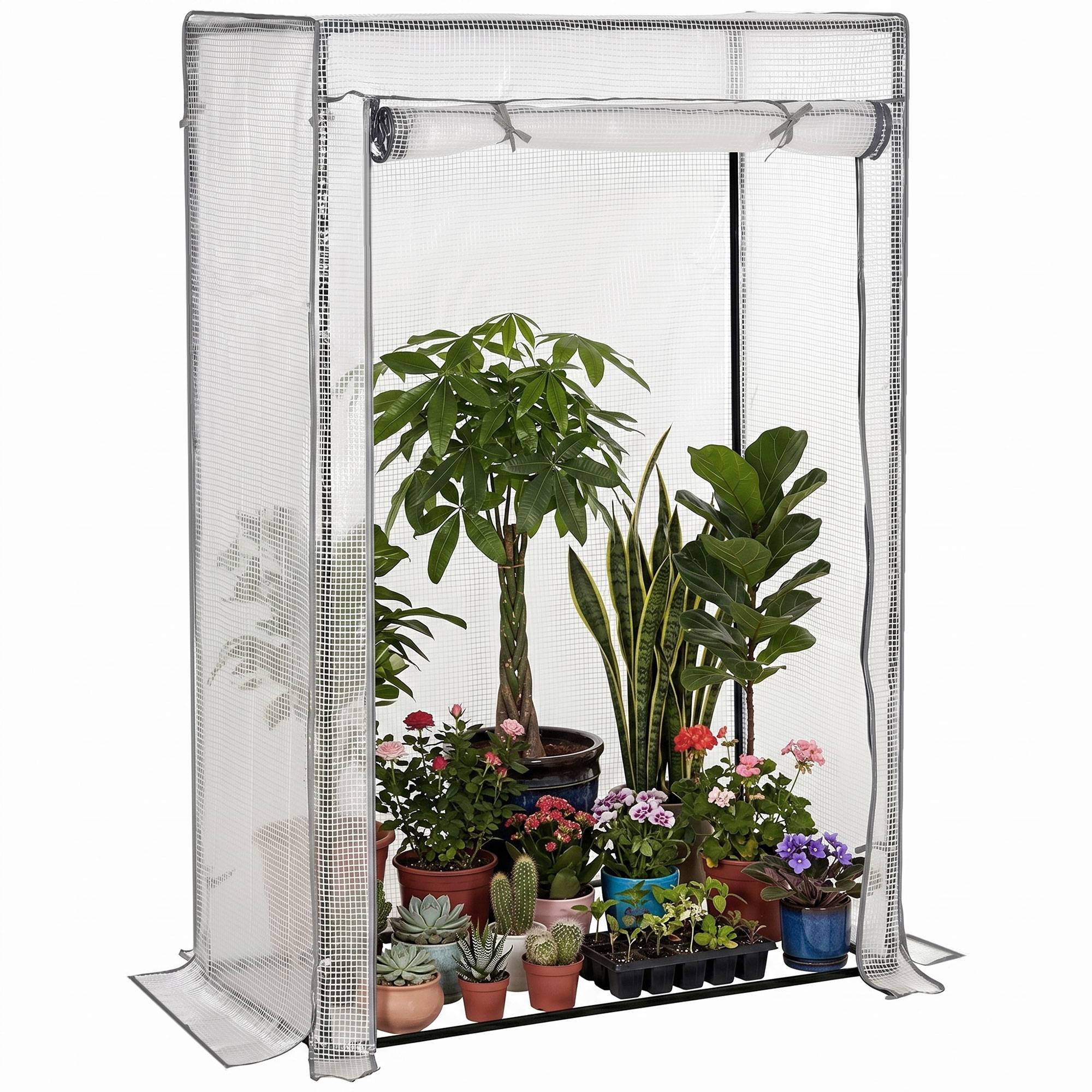 Serre verticale acier pour terrasse protection plantes 100x50x150cm blanc - ComfortXL Outdoor Living - Image 1