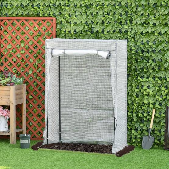 Serre verticale acier pour terrasse protection plantes 100x50x150cm blanc - ComfortXL Outdoor Living - Image 3