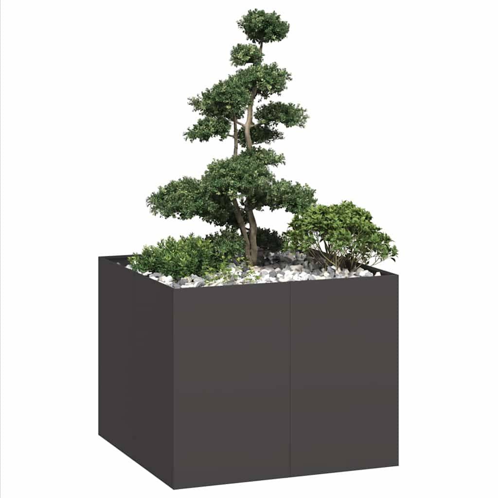 Jardinière | Pot de fleurs | Cache-pot | Bac à fleurs noir 100x100x80 cm acier - Image 2