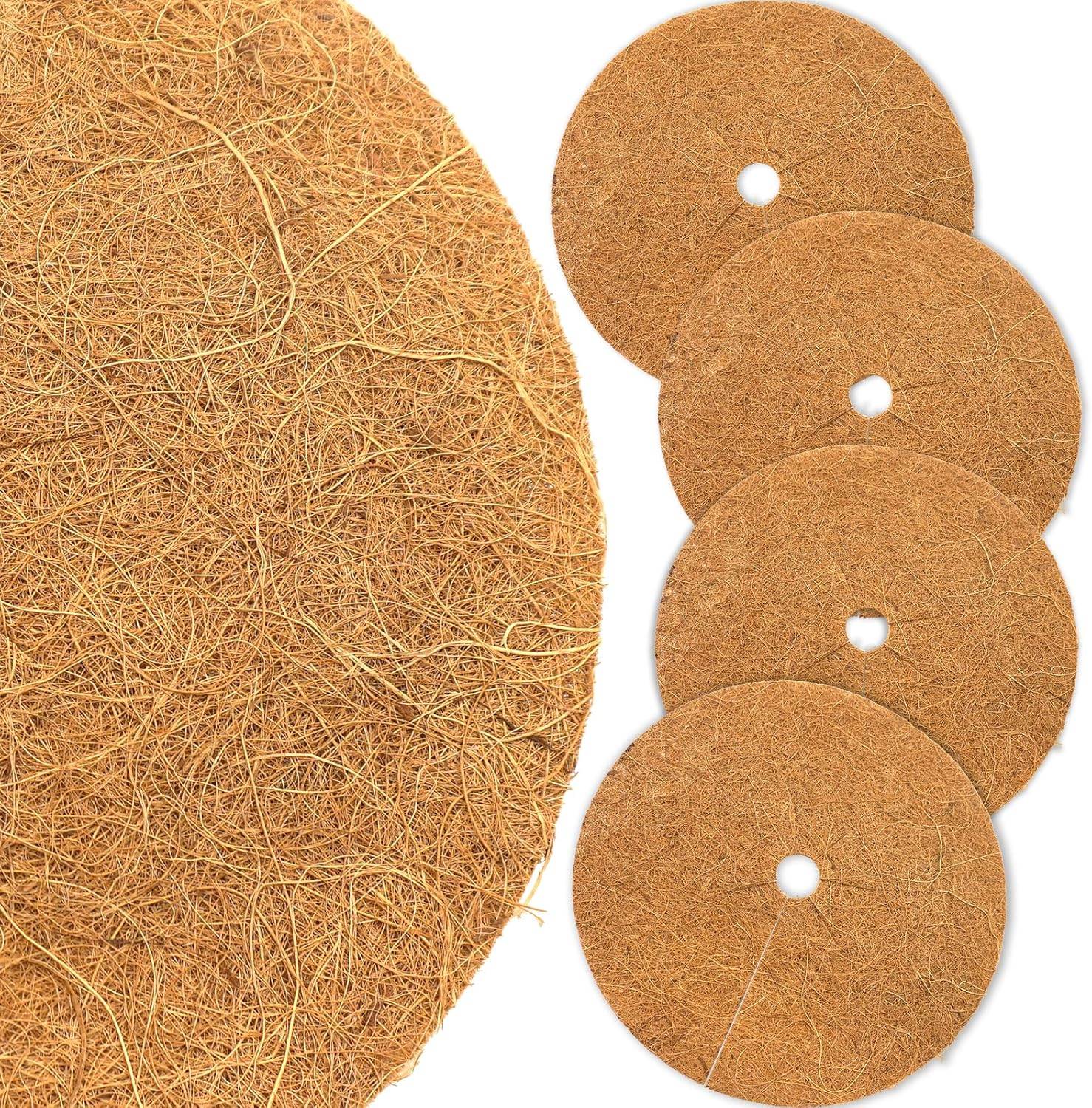 4 Disques de Paillis de Noix de Coco Diamètre 30 cm, hauteur 0,5 cm - IntiMeg - Image 1