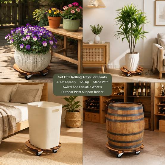 Lot de 2 Roulettes Plantes 30cm, 120kg, roues pivotantes verrouillables Intérieur Extérieur - Image 7