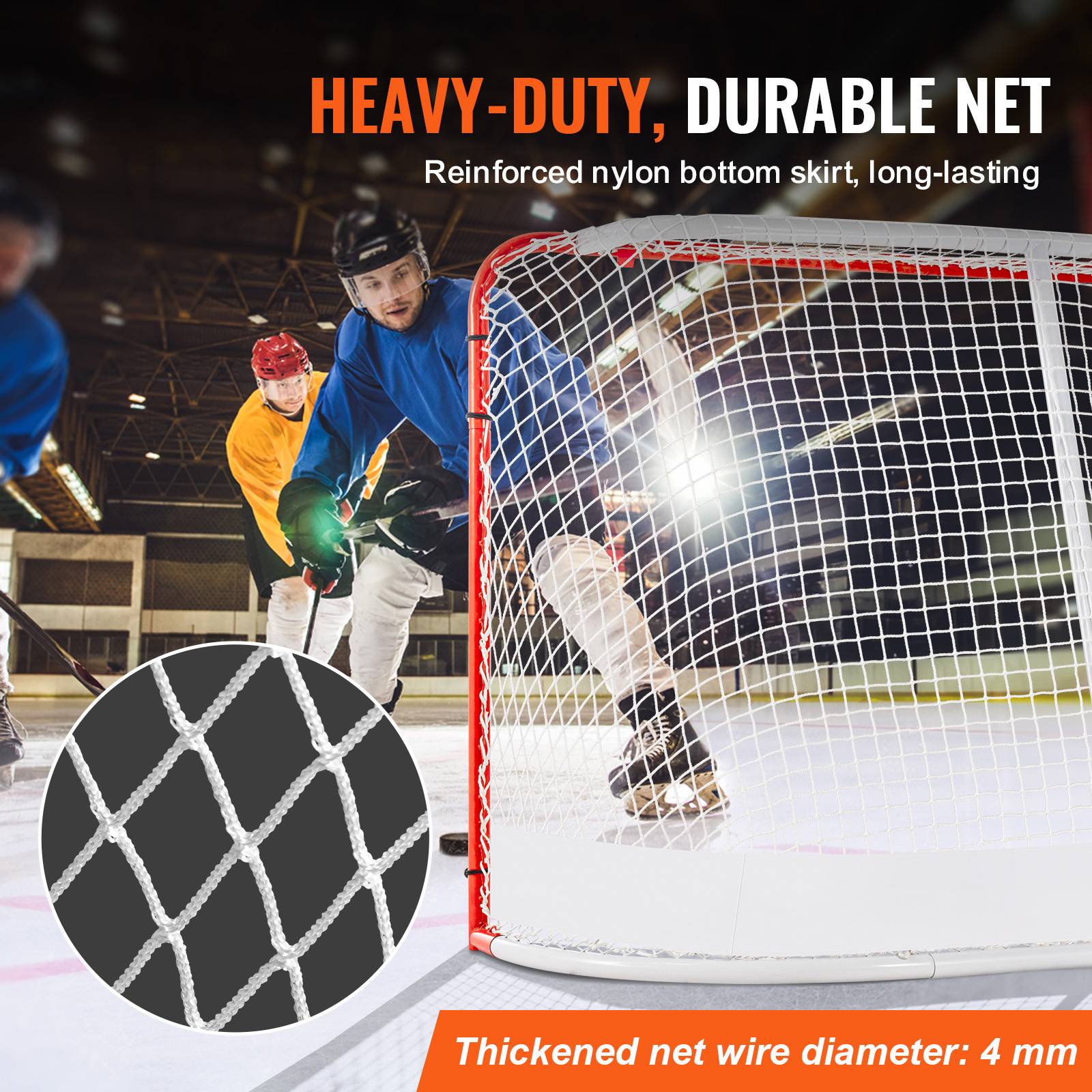 VEVOR Filet hockey rue, but acier 72"x48", intérieur/extérieur, portable. Blanc/rouge. - Image 4