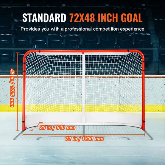 VEVOR Filet hockey rue, but acier 72"x48", intérieur/extérieur, portable. Blanc/rouge. - Image 3