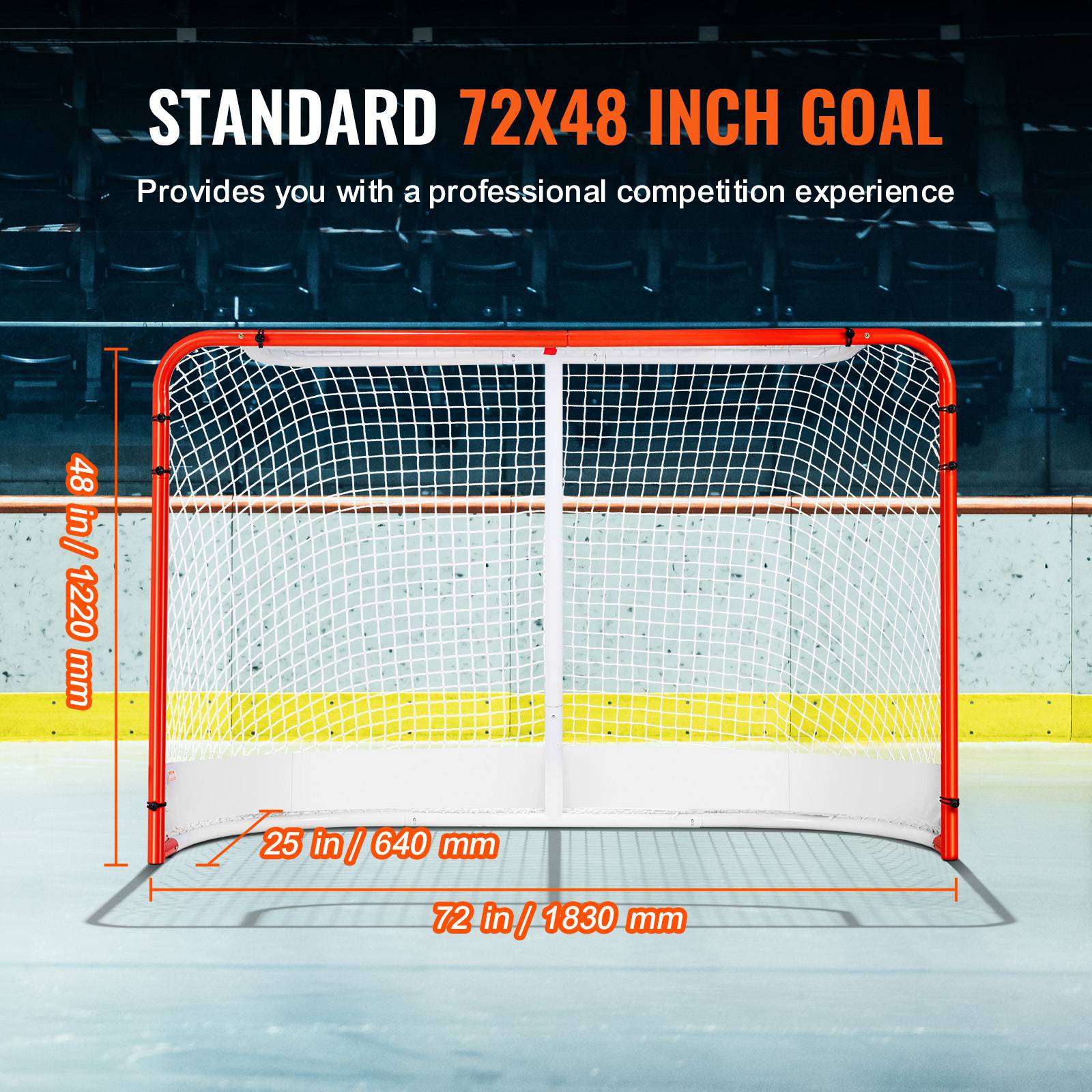 VEVOR Filet hockey rue, but acier 72"x48", intérieur/extérieur, portable. Blanc/rouge. - Image 3