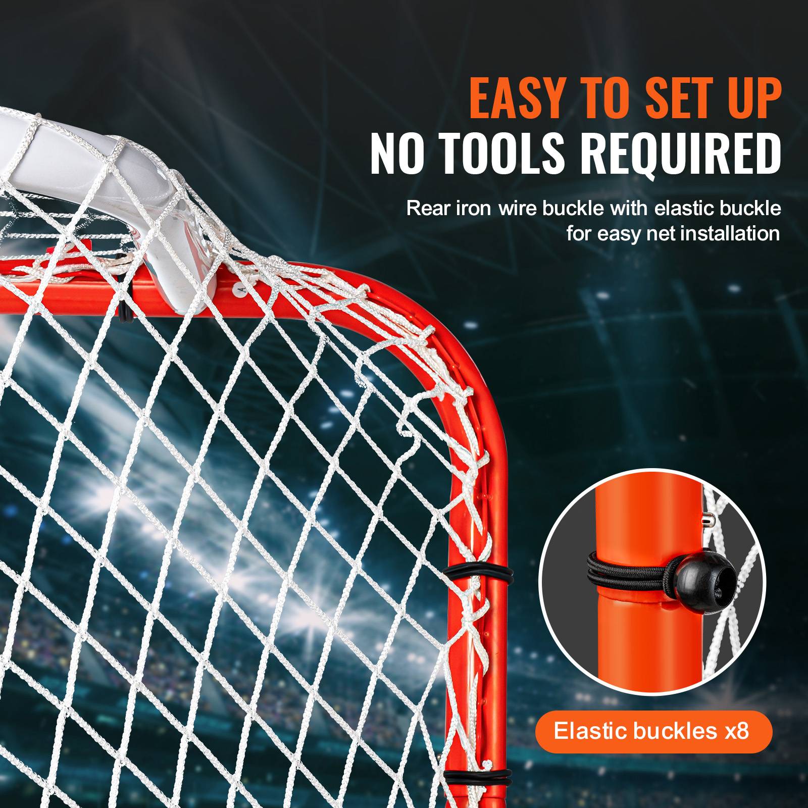 VEVOR Filet hockey rue, but acier 72"x48", intérieur/extérieur, portable. Blanc/rouge. - Image 5