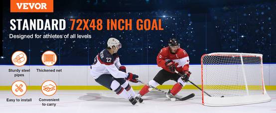 VEVOR Filet hockey rue, but acier 72"x48", intérieur/extérieur, portable. Blanc/rouge. - Image 9