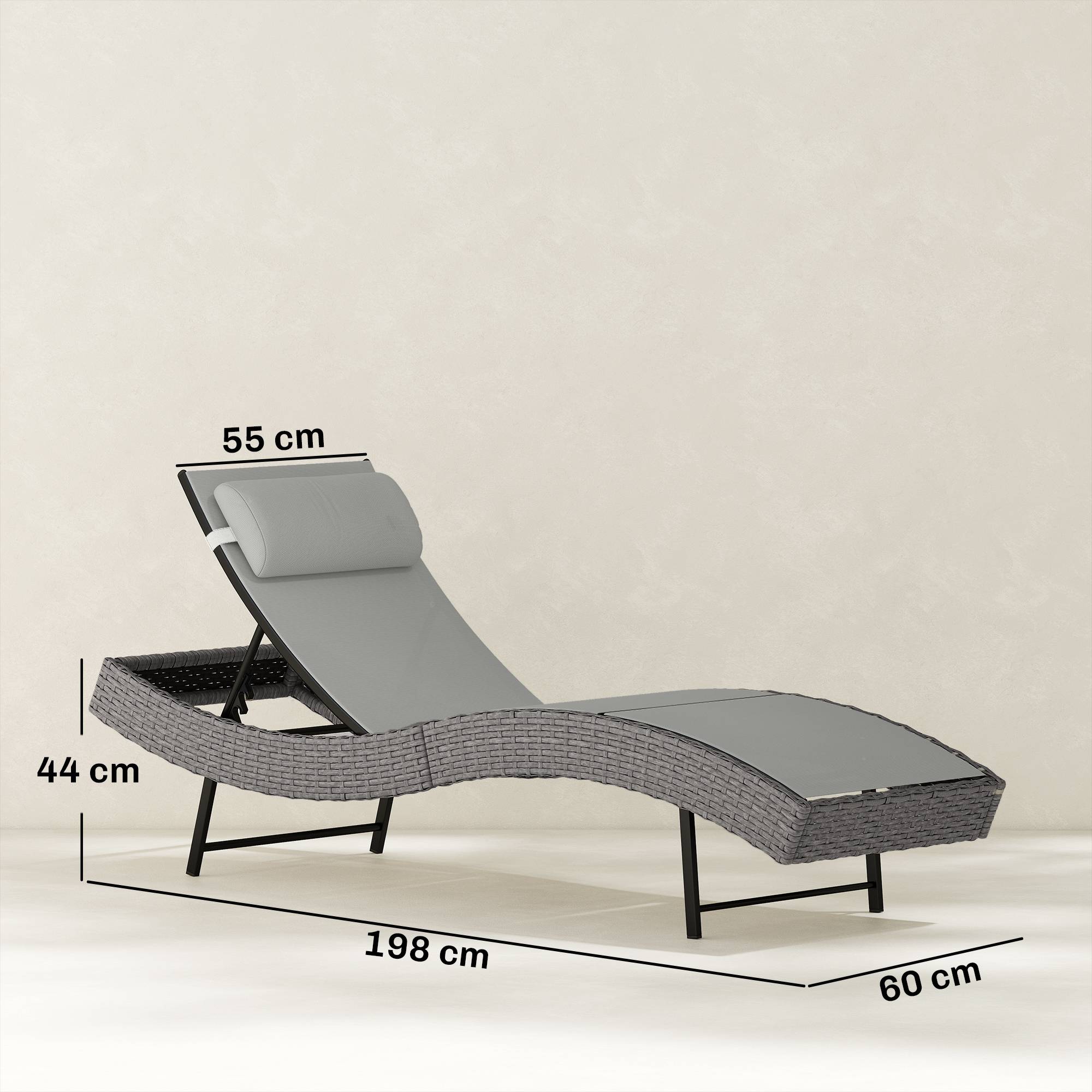 ComfortXL - Bain de soleil transat résine tressée dossier réglable jardin piscine gris clair - ComfortXL Outdoor Living - Image 5