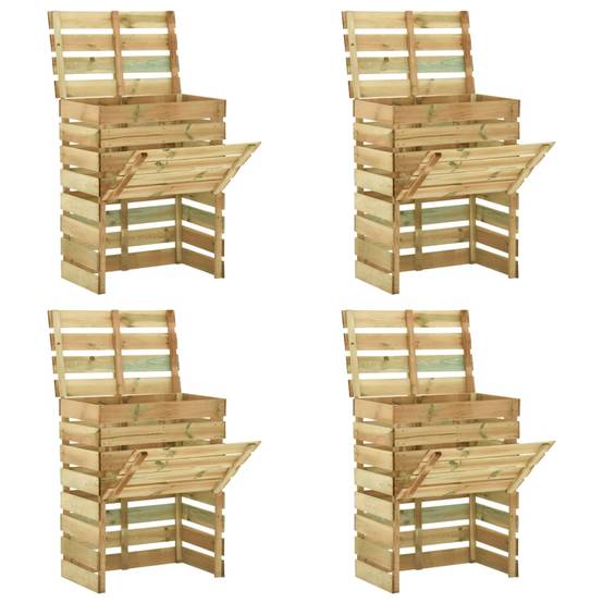 ComfortXL - Lot de 4 Composteurs Jardin Bois Pin Imprégné à Lattes 80x50x100 cm Grande Capacité Brun - ComfortXL Outdoor Living - Image 1