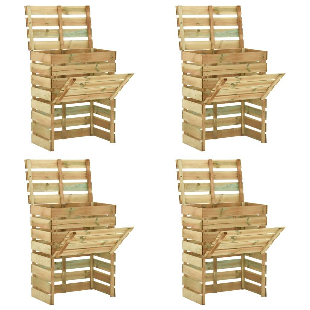 ComfortXL - Lot de 4 Composteurs Jardin Bois Pin Imprégné à Lattes 80x50x100 cm Grande Capacité Brun - ComfortXL Outdoor Living - Image 1