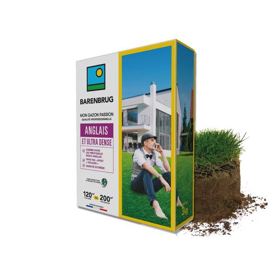 Gazon Anglais et Ultra dense - Aspect Prestigieux Parcs Anglais - Tapis Dense Effet velours - Densité Extrême - 3KG - BARENBRUG - Image 1
