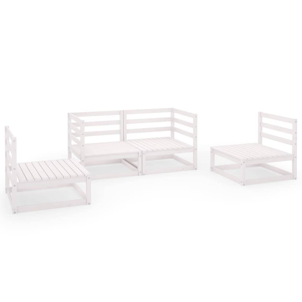 Helloshop26 - Salon de jardin meuble d'extérieur ensemble de mobilier 4 pièces blanc bois de pin massif - Image 1