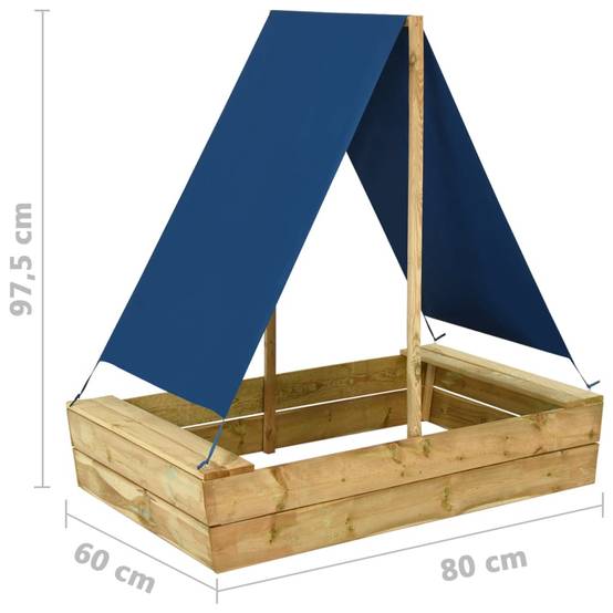 Bac à sable - Maison de jeu pour enfants avec toit 80x60x97,5 cm Bois de pin imprégné - Image 6