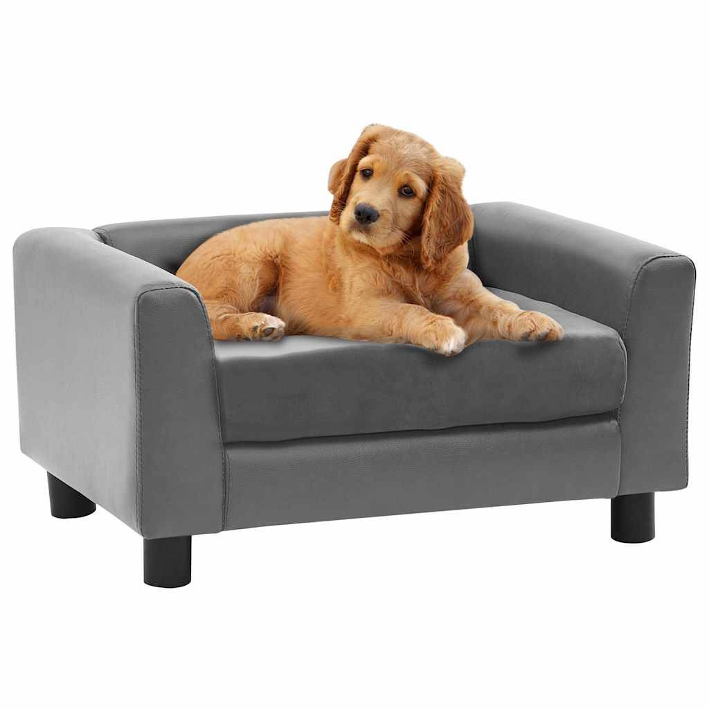 Vidaxl - Canapé pour chien Gris 60x43x30 cm Peluche et similicuir vidaXL 170959 - Image 1