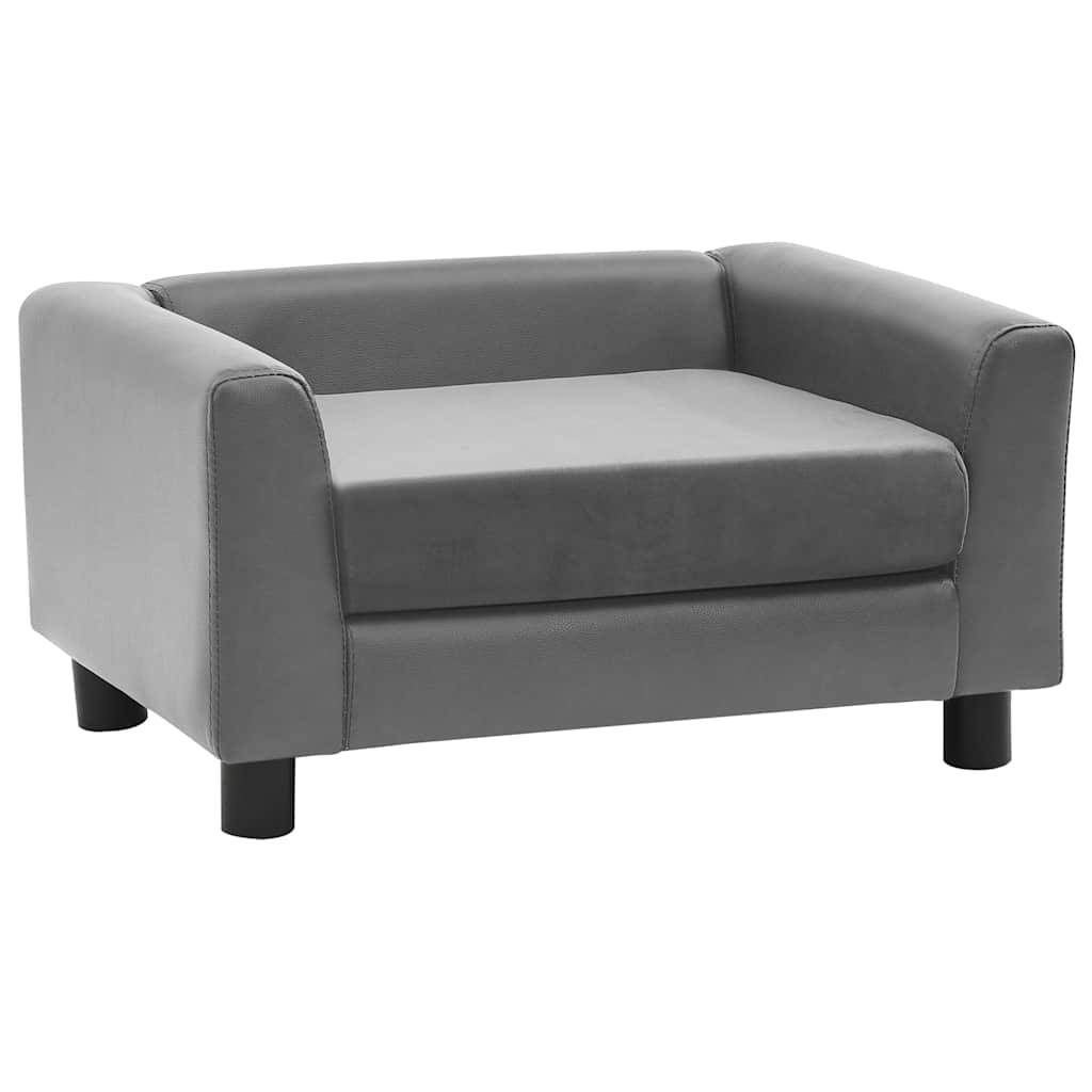 Vidaxl - Canapé pour chien Gris 60x43x30 cm Peluche et similicuir vidaXL 170959 - Image 2