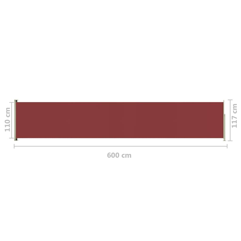 Helloshop26 - Auvent paravent store brise-vue latéral rétractable de patio jardin terrasse balcon protection visuelle écran 117 x 600 cm rouge - Image 6