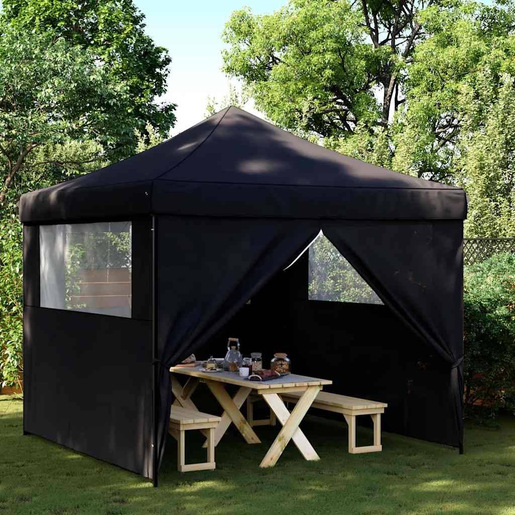 Tente de réception pliable acier et tissu noir 292 x 292 x 315 cm - PANGIVO