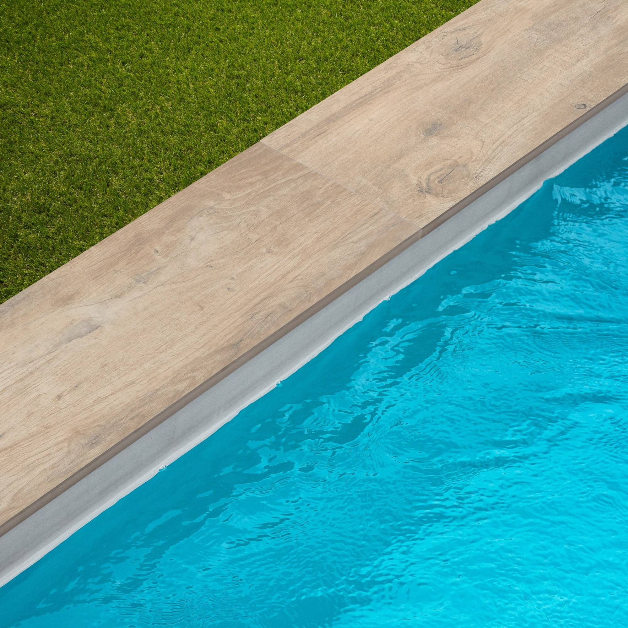 Margelle de piscine effet Bois Bois Clair 120x30x2 cm Bord Droit Legno  - RO'MA CARRELAGE - Image 1