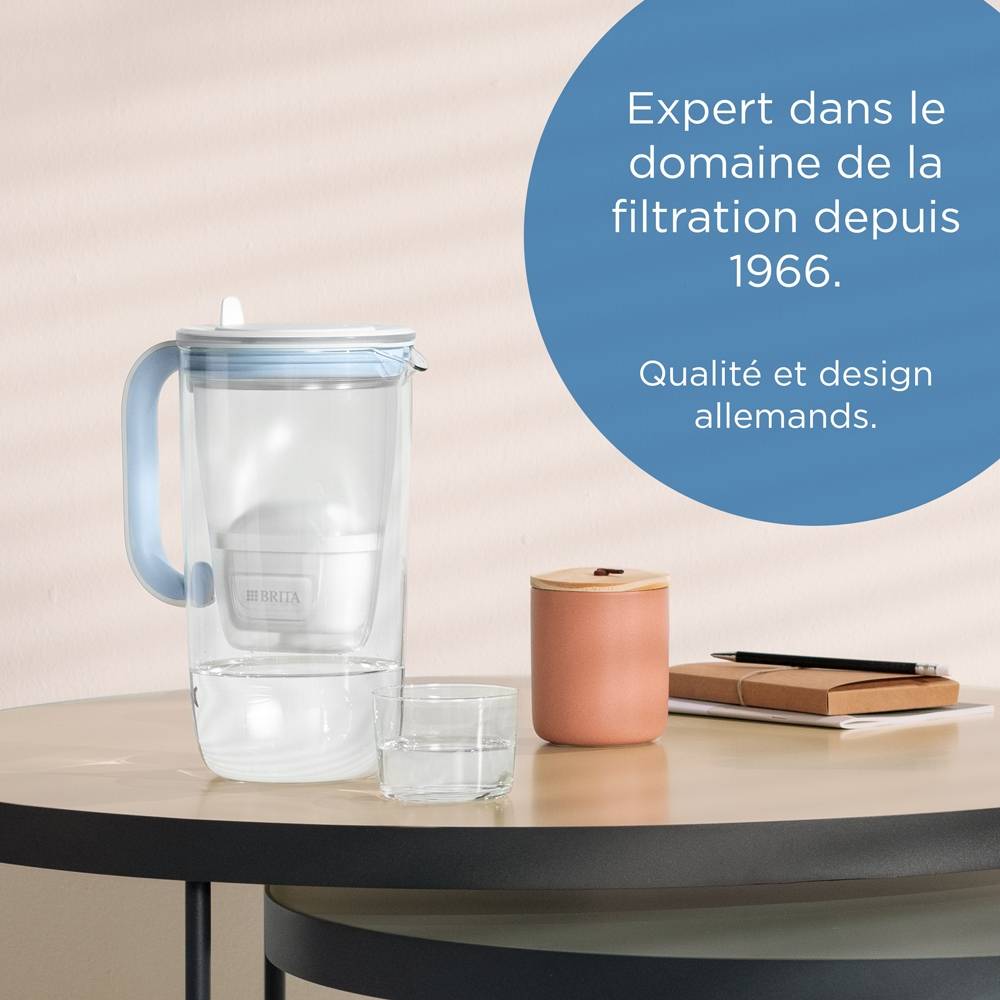 Carafe filtrante en verre 2,5 dont 1,5L d'eau filtrée avec filtre - Image 3