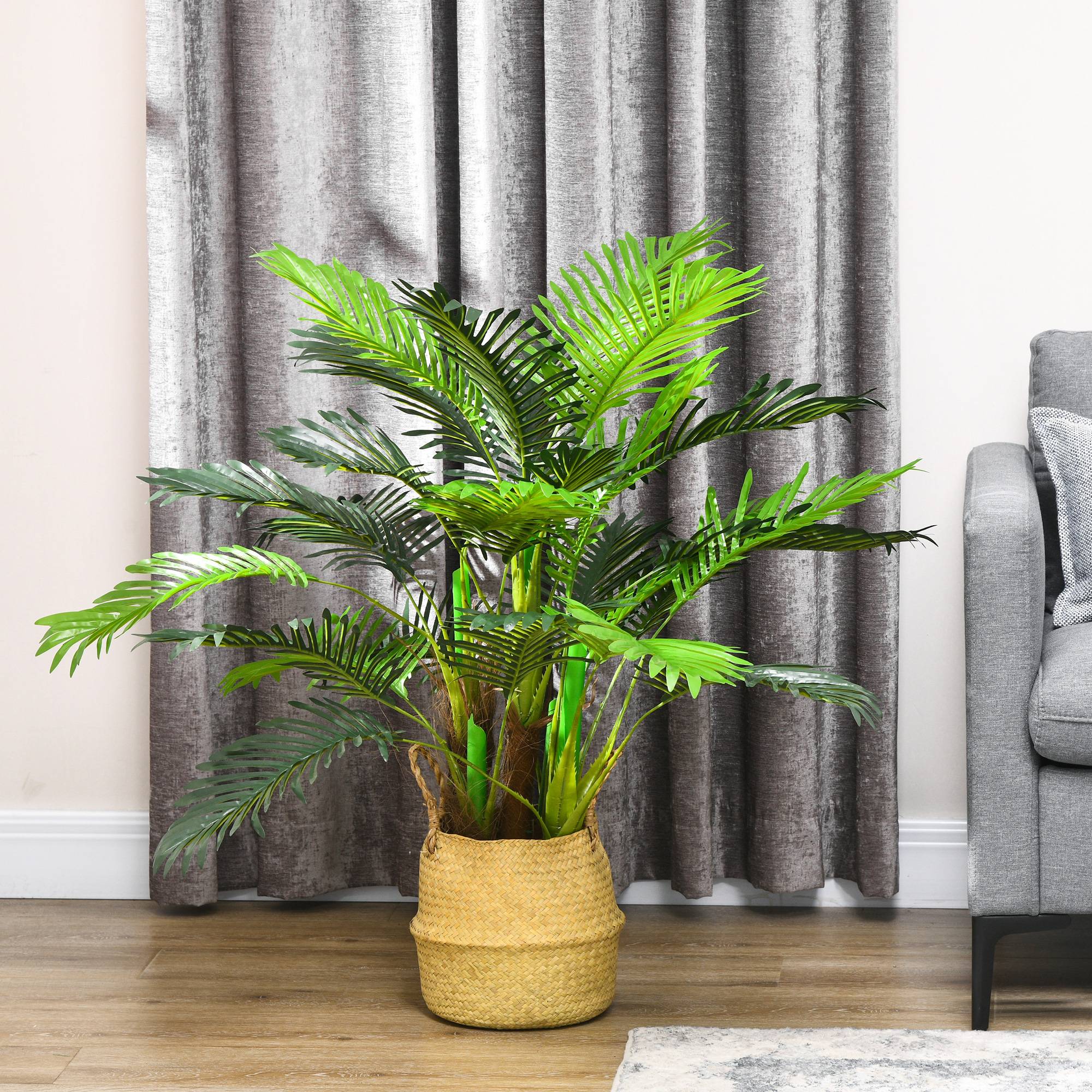 Palmier Artificiel H.1 m Arbre Artificiel Tronc Branches Lichen Feuilles Grand réalisme Pot Inclus - Image 9