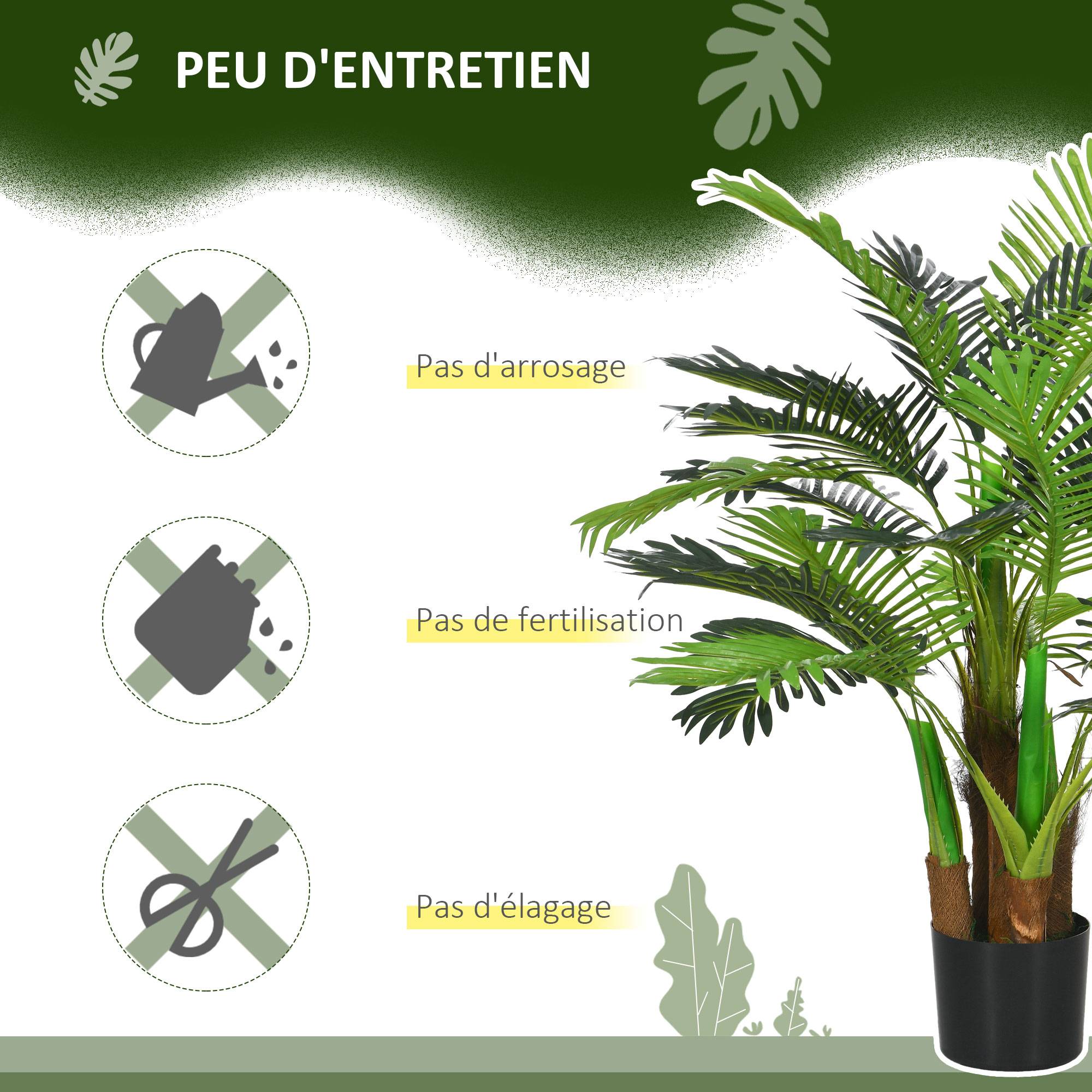 Palmier Artificiel H.1 m Arbre Artificiel Tronc Branches Lichen Feuilles Grand réalisme Pot Inclus - Image 8