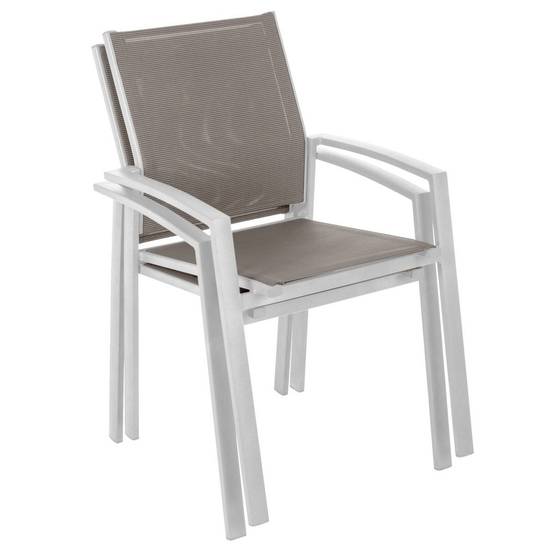 Hesperide - Fauteuil de jardin empilable "Axiome" noisette & blanc en aluminium traité époxy Hespéride - Image 3