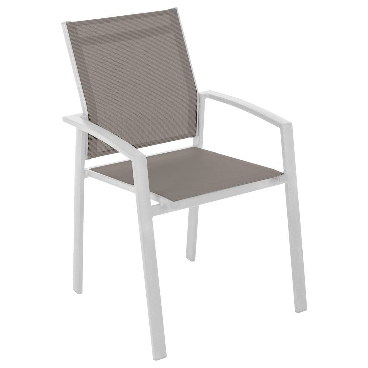 Hesperide - Fauteuil de jardin empilable "Axiome" noisette & blanc en aluminium traité époxy Hespéride - Image 2