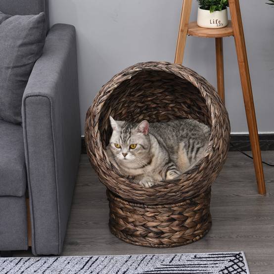 Panier pour chat jacinthe d'eau marron et beige 50 x 42 x 60 cm - PANGIVO - Image 3