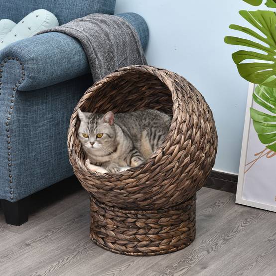 Panier pour chat jacinthe d'eau marron et beige 50 x 42 x 60 cm - PANGIVO - Image 4