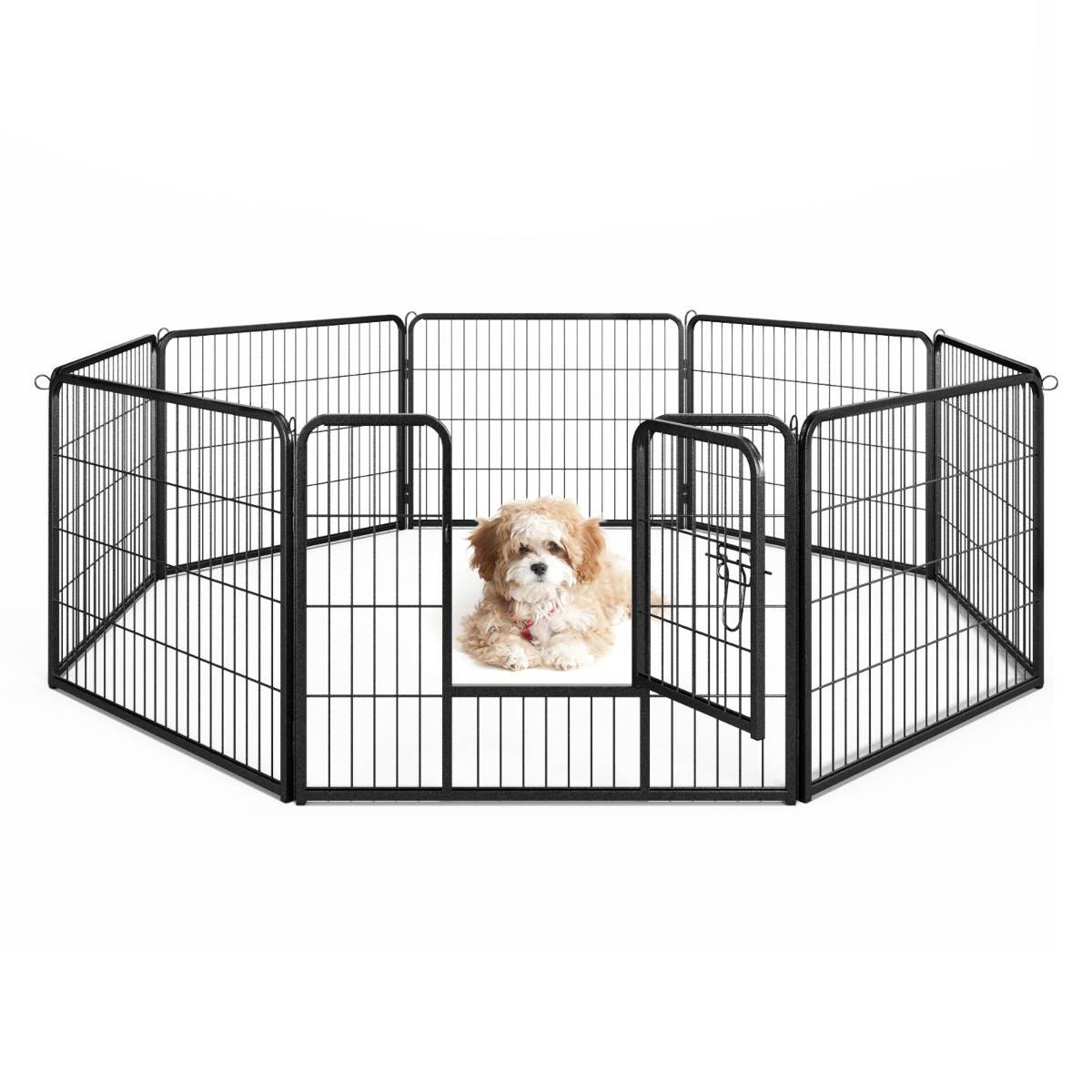 Enclos pour Chiens 8 Panneaux Hauteur de 60CM pour Chiot Animaux Parc Portable Pliable avec Porte Barrière Métallique Noir - Image 4