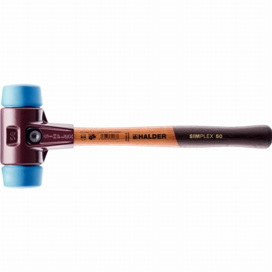 Maillet HALDER SIMPLEX TPE souple avec boîtier en fonte malléable et manche en bois - D=80 mm - 3001.080
