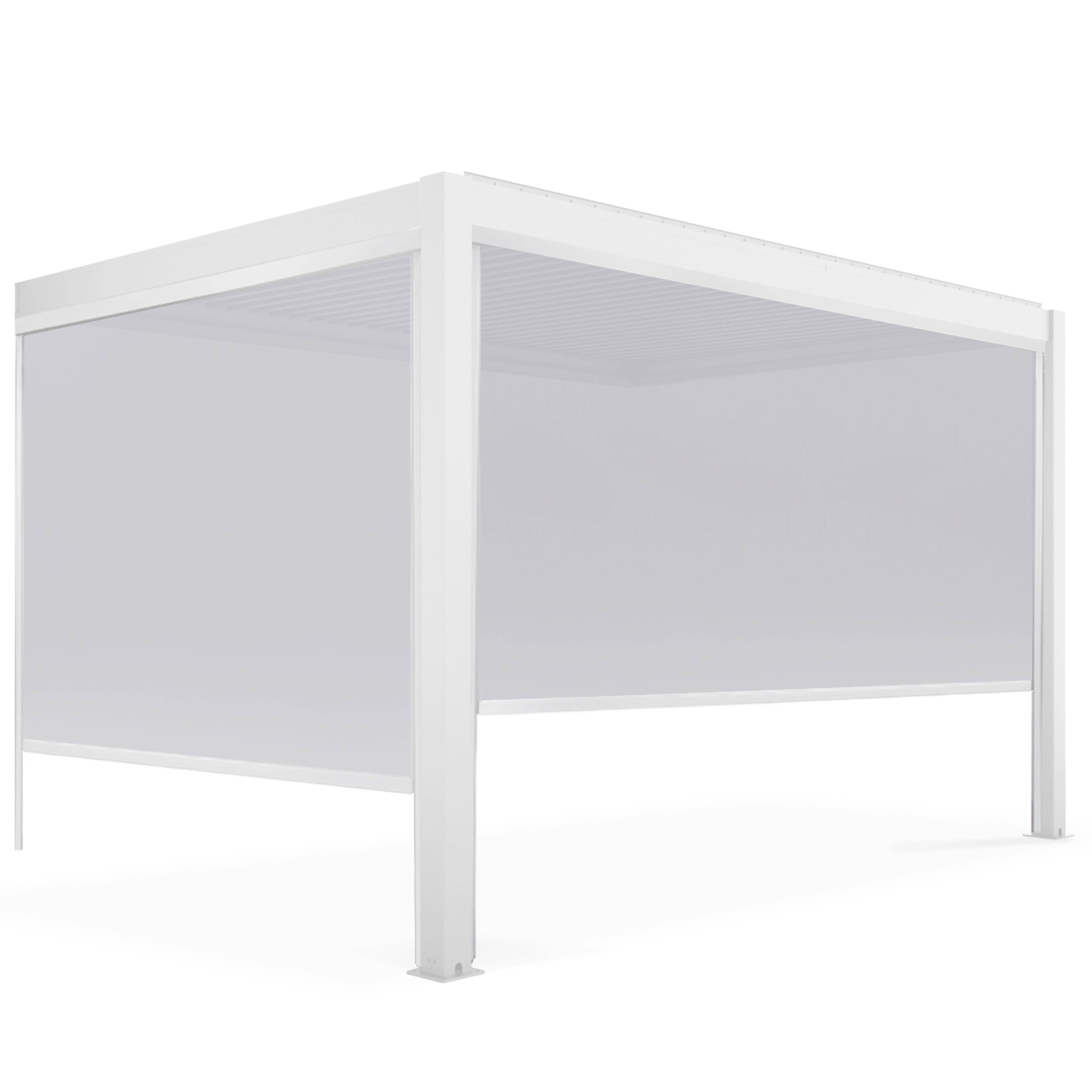 Oviala - Pergola bioclimatique adossée blanche 3x4m et 2 stores  - Oviala - Image 2