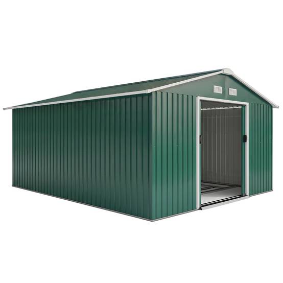 Sans Marque - Abri jardin étanche outils jardin fenêtres aération portes coulissantes acier vert foncé - Image 1