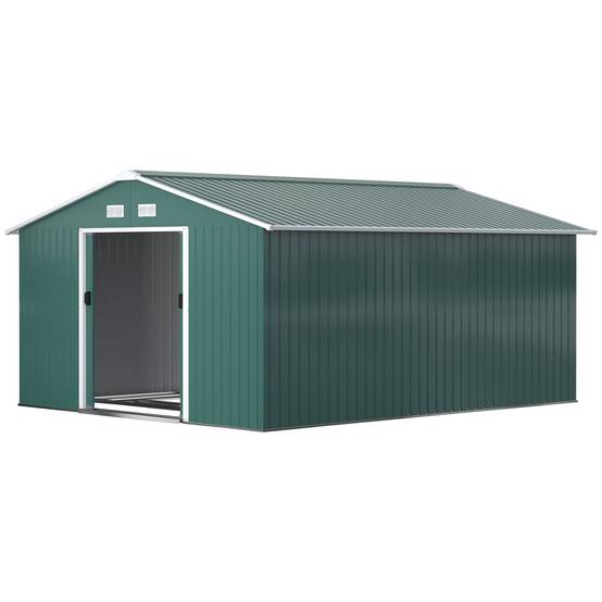 Sans Marque - Abri jardin étanche outils jardin fenêtres aération portes coulissantes acier vert foncé - Image 2