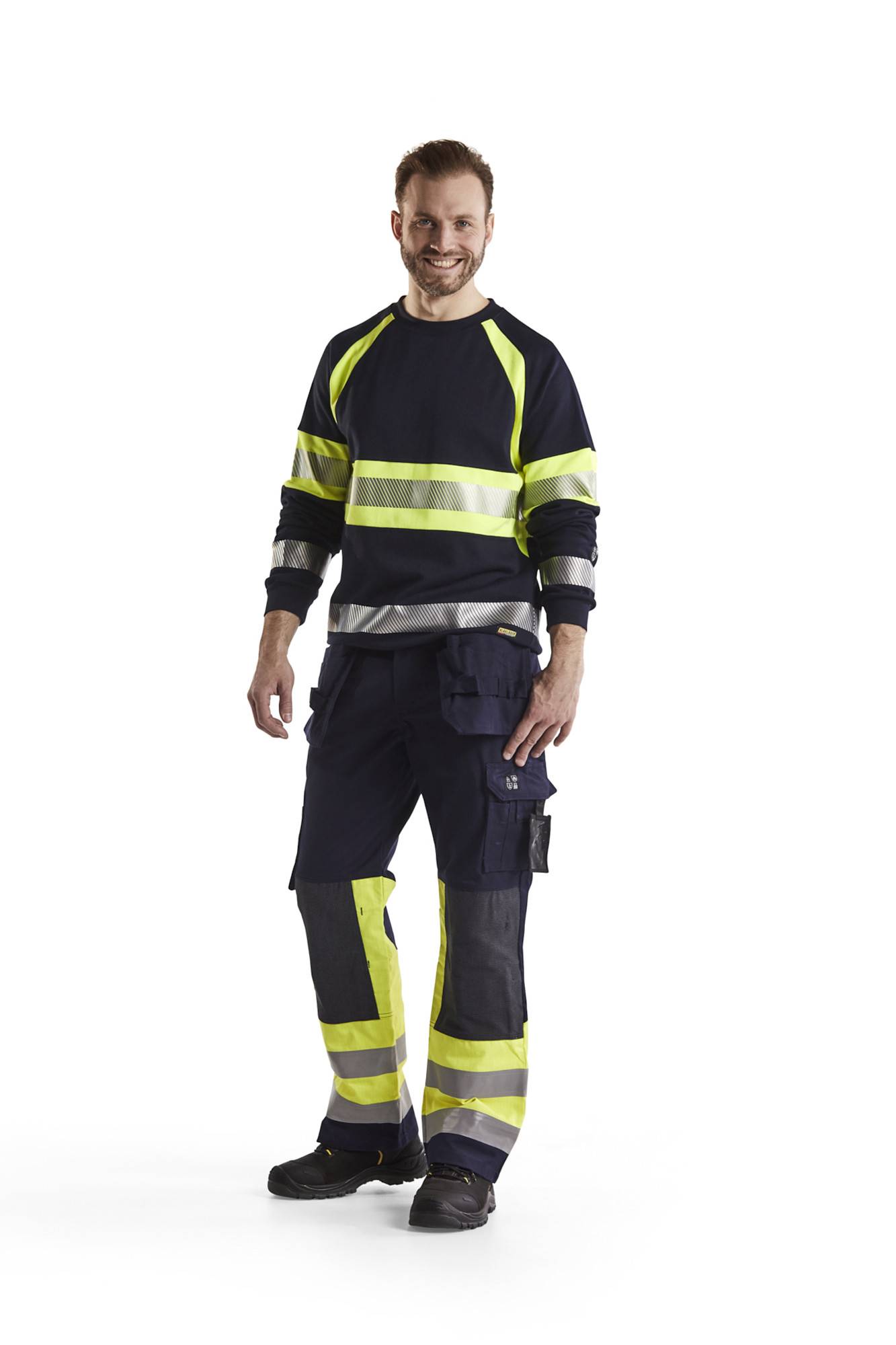 Pantalon artisan multinormes Marine/Jaune fluo | 147915148933 - Blaklader