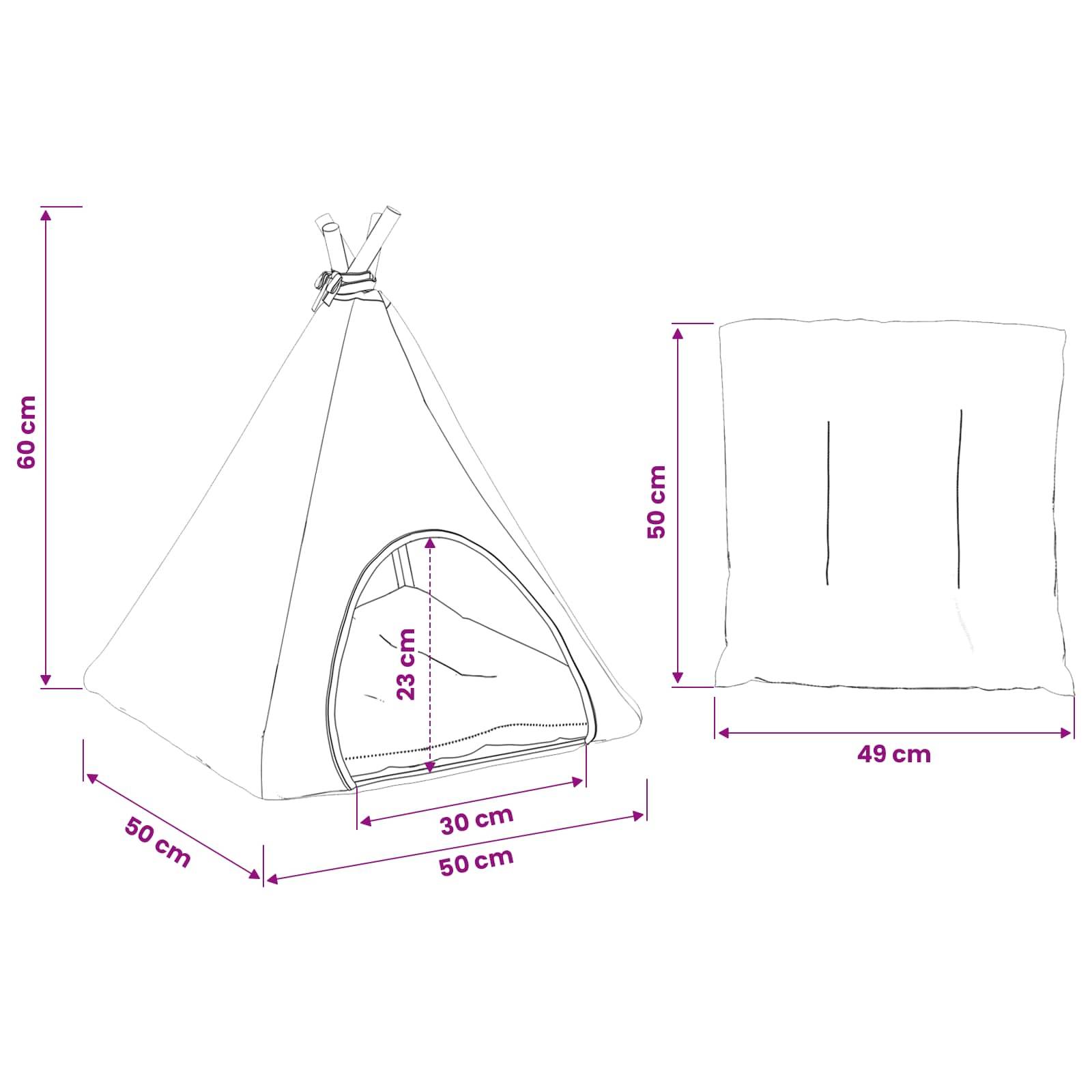 Vidaxl - Teepee pour animaux de compagnie avec coussin 50 x 50 x 60 cm vidaXL 42020256 - Image 3